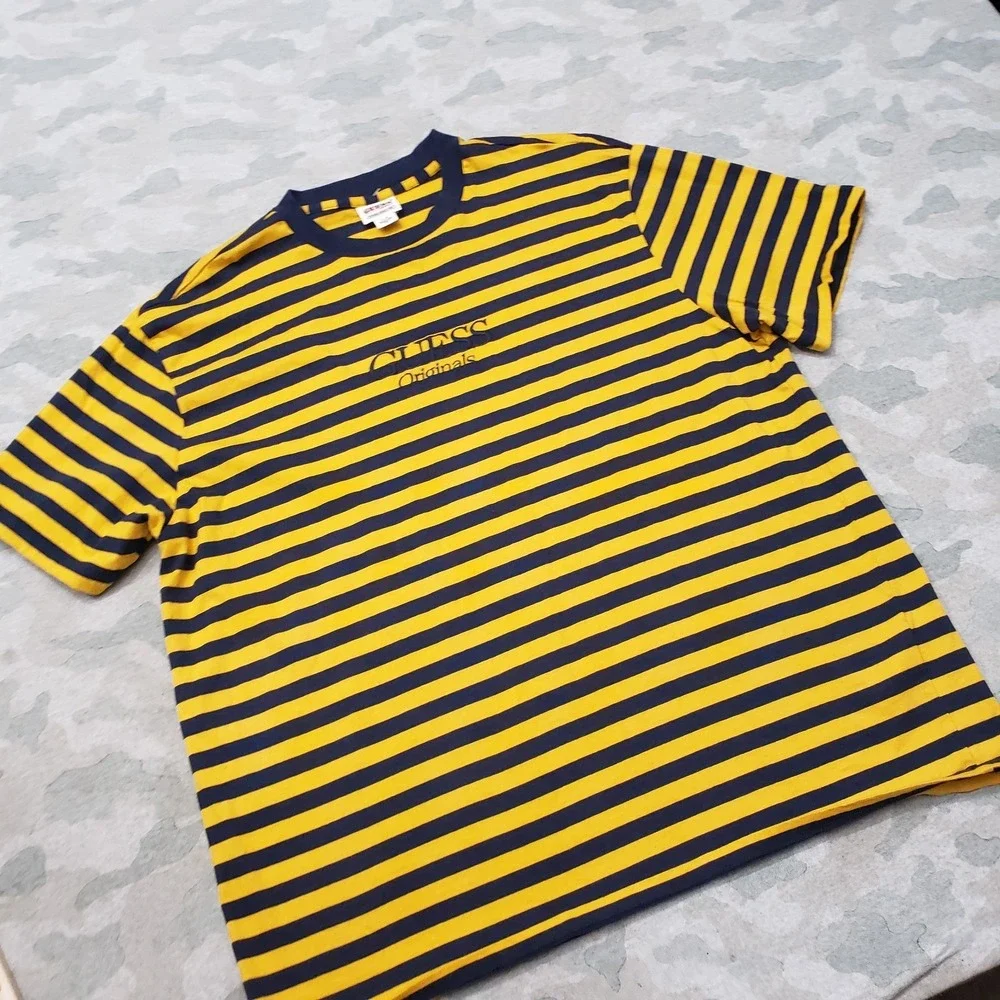 Vintage Guess Originals Shirt Mens Large Blue Short Sleeve Embroidered Bumblebee - Picture 2 of 9